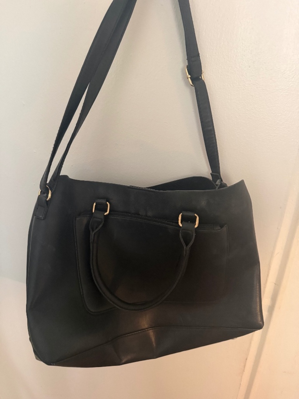 Primark Black Shoulder Tote Bag with Gold Hardware